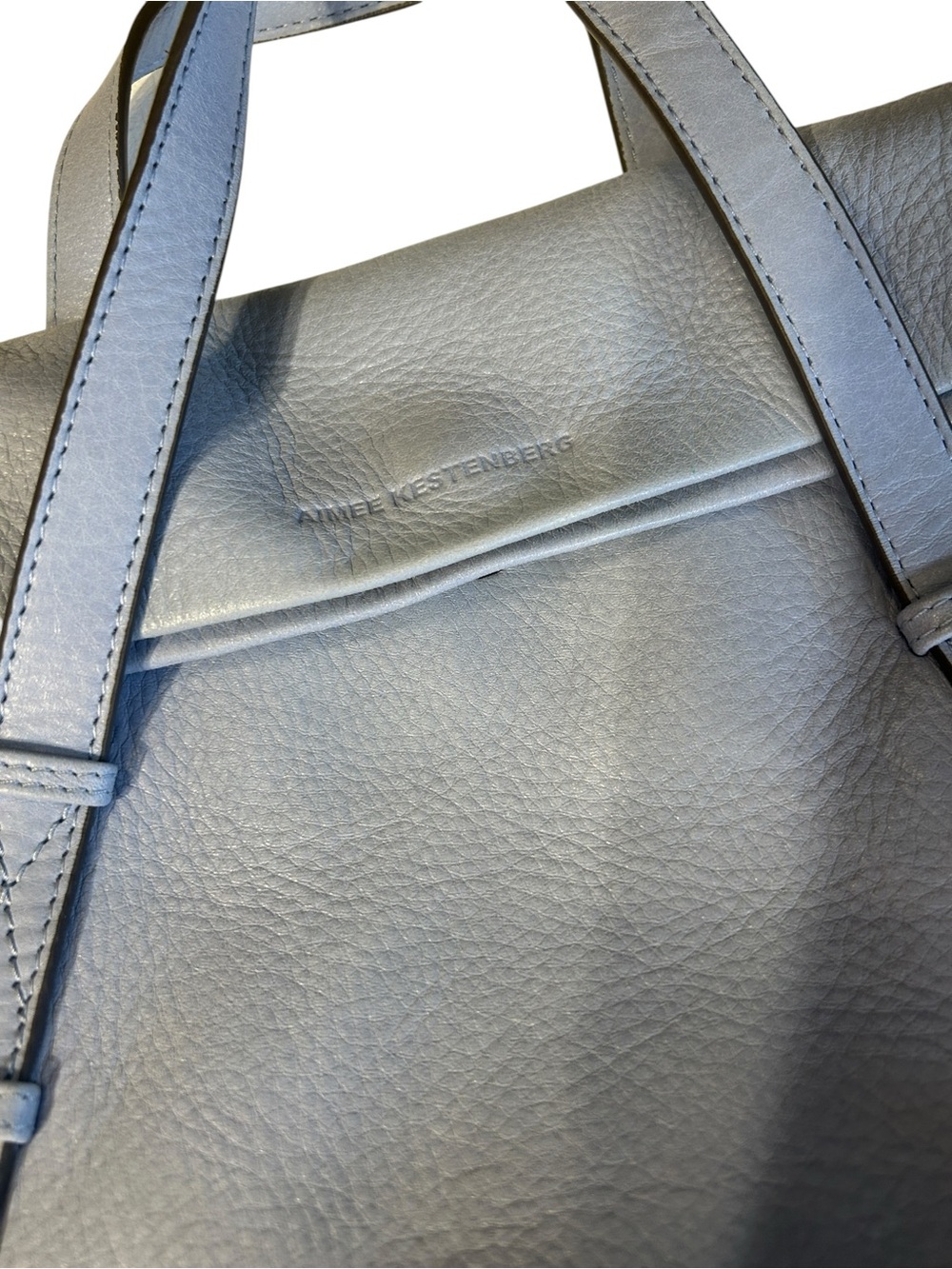 Aimee Kestenberg Light Blue Leather Satchel Crossbody Convertible Luxury Designe - Picture 3 of 10